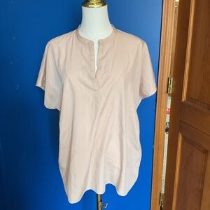Eileen Fisher Short Sleeve TENCEL Popover Top. Peach/Beige color. Size Medium